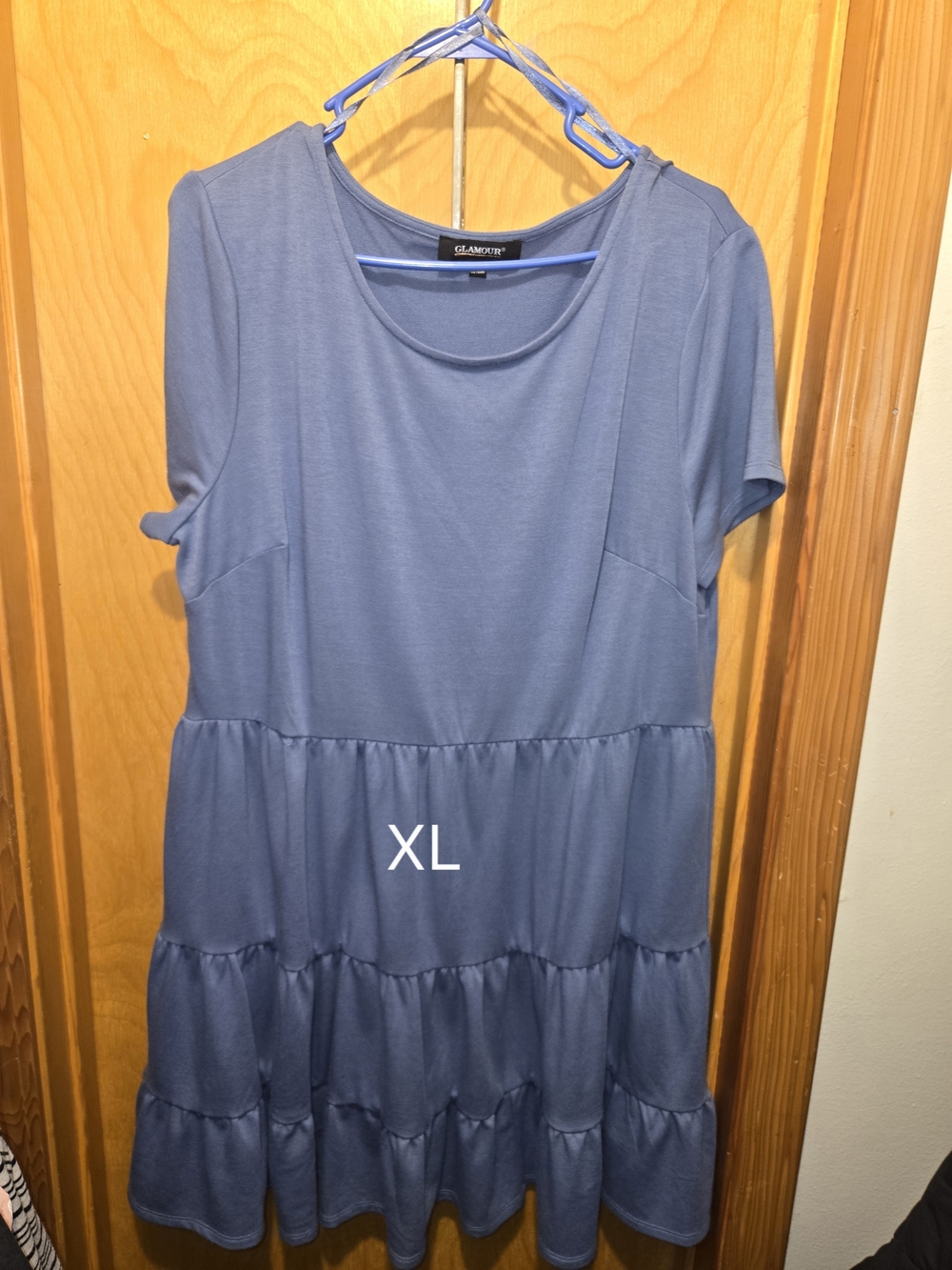Glamour Women's Tiered Short Sleeve Dress - Blue
